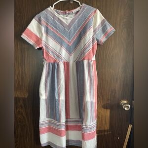 Ces Femme Red and Blue Chevron Dress